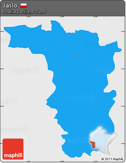 Political Simple Map of Jaslo, single color outside