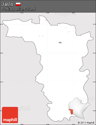 Silver Style Simple Map of Jaslo, cropped outside