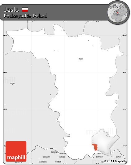 Silver Style Simple Map of Jaslo