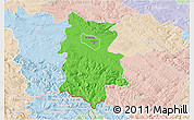 Political 3D Map of Krosno I, lighten