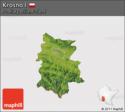 Satellite 3D Map of Krosno I, cropped outside