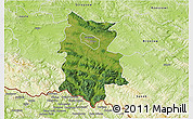 Satellite 3D Map of Krosno I, physical outside