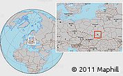 Gray Location Map of Krosno I, within the entire country