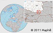 Gray Location Map of Krosno I, highlighted country