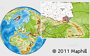 Physical Location Map of Krosno I, highlighted country, highlighted parent region