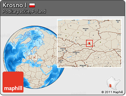Shaded Relief Location Map of Krosno I