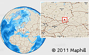 Shaded Relief Location Map of Krosno I, highlighted parent region