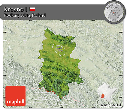 Satellite Map of Krosno I, lighten