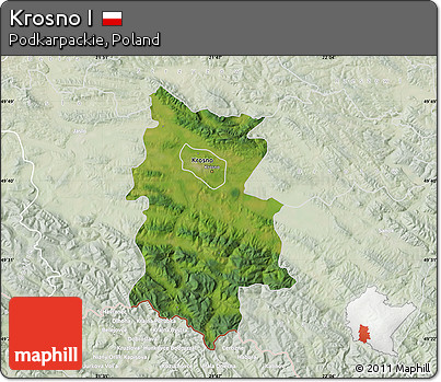 Satellite Map of Krosno I, lighten