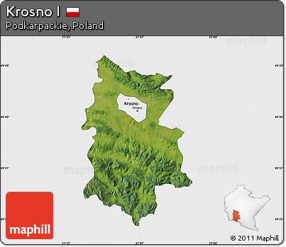 Satellite Map of Krosno I, single color outside