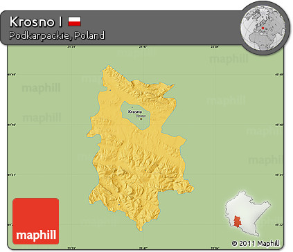 Savanna Style Map of Krosno I, single color outside