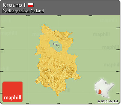 Savanna Style Map of Krosno I, single color outside