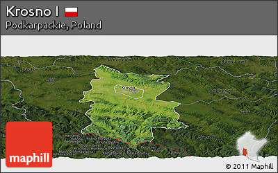 Satellite Panoramic Map of Krosno I, darken
