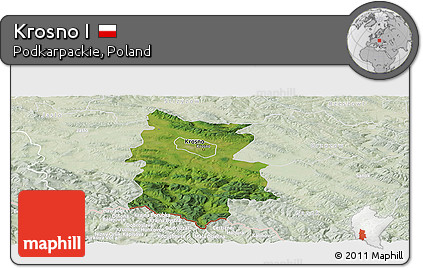 Satellite Panoramic Map of Krosno I, lighten
