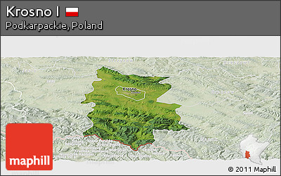 Satellite Panoramic Map of Krosno I, lighten
