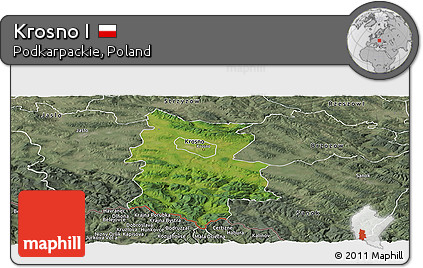 Satellite Panoramic Map of Krosno I, semi-desaturated