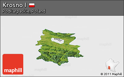 Satellite Panoramic Map of Krosno I, single color outside