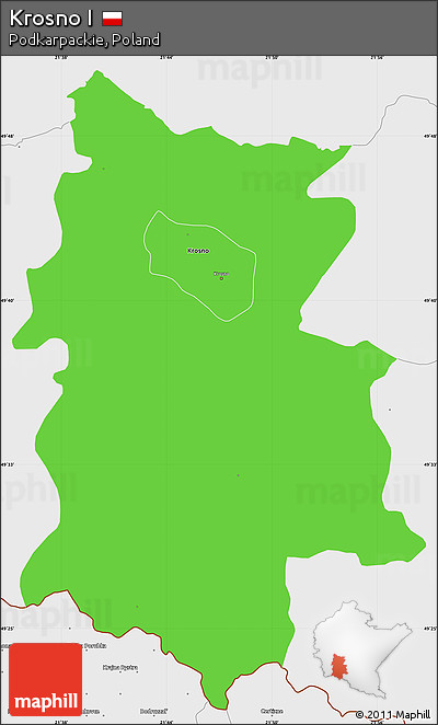 Political Simple Map of Krosno I, single color outside, borders and labels