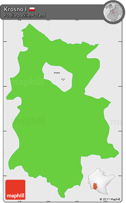 Political Simple Map of Krosno I, single color outside