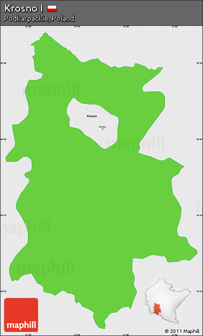 Political Simple Map of Krosno I, single color outside