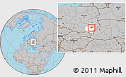 Gray Location Map of Lezajsk, highlighted parent region
