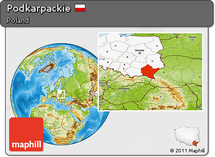 Physical Location Map of Podkarpackie, highlighted country