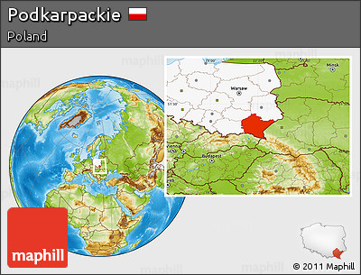 Physical Location Map of Podkarpackie, highlighted country