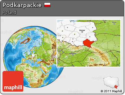 Physical Location Map of Podkarpackie, highlighted country