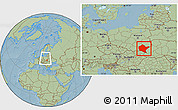 Savanna Style Location Map of Podkarpackie, within the entire country, hill shading
