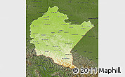 Physical Map of Podkarpackie, darken