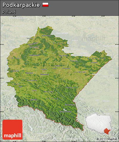 Satellite Map of Podkarpackie, lighten