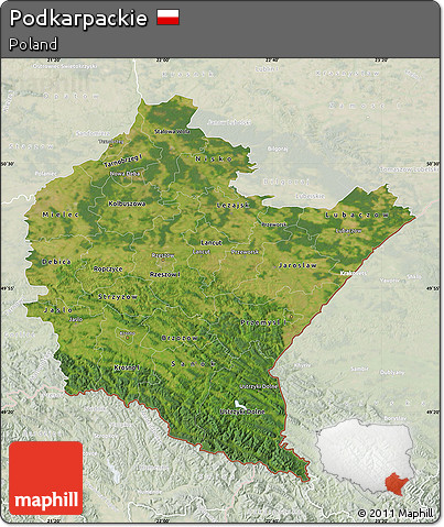 Satellite Map of Podkarpackie, lighten