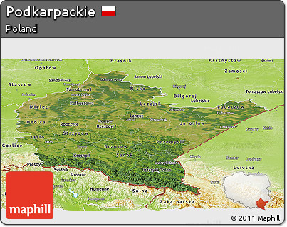Satellite Panoramic Map of Podkarpackie, physical outside