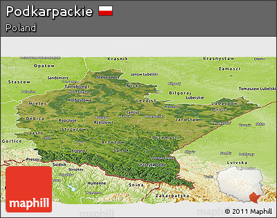 Satellite Panoramic Map of Podkarpackie, physical outside