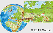 Physical Location Map of Przemysl, highlighted parent region, within the entire country