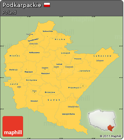 Savanna Style Simple Map of Podkarpackie, single color outside