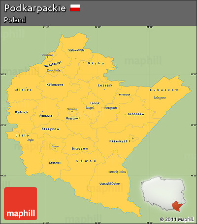 Savanna Style Simple Map of Podkarpackie, single color outside