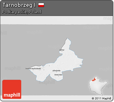 Gray 3D Map of Tarnobrzeg I, single color outside