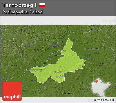 Physical 3D Map of Tarnobrzeg I, darken