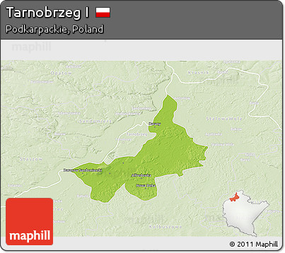 Physical 3D Map of Tarnobrzeg I, lighten