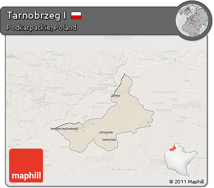 Shaded Relief 3D Map of Tarnobrzeg I, lighten