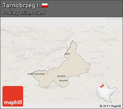 Shaded Relief 3D Map of Tarnobrzeg I, lighten