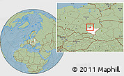 Savanna Style Location Map of Tarnobrzeg I, highlighted parent region, hill shading