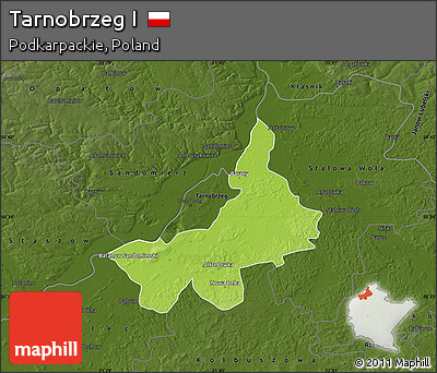 Physical Map of Tarnobrzeg I, darken