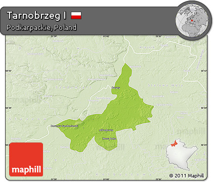 Physical Map of Tarnobrzeg I, lighten