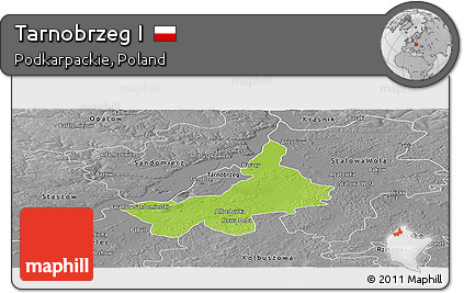 Physical Panoramic Map of Tarnobrzeg I, desaturated