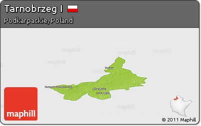 Physical Panoramic Map of Tarnobrzeg I, single color outside