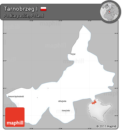 Gray Simple Map of Tarnobrzeg I, single color outside