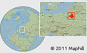Savanna Style Location Map of Podlaskie, within the entire country, hill shading
