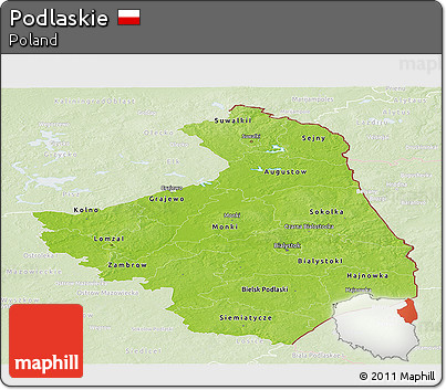 Physical Panoramic Map of Podlaskie, lighten